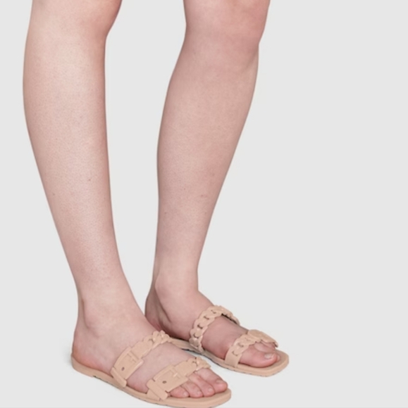 GUCCI Rubber Chain-strap Slide Sandals PINK 37 NEW - Picture 13 of 14